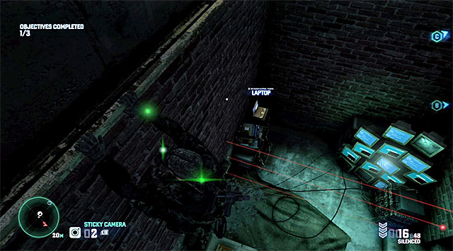 The Blacklist Laptop is located on the ground floor of the right building, i - Mission 3 - Hackers Den - Optional missions assigned by Grim - Tom Clancys Splinter Cell: Blacklist - Game Guide and Walkthrough