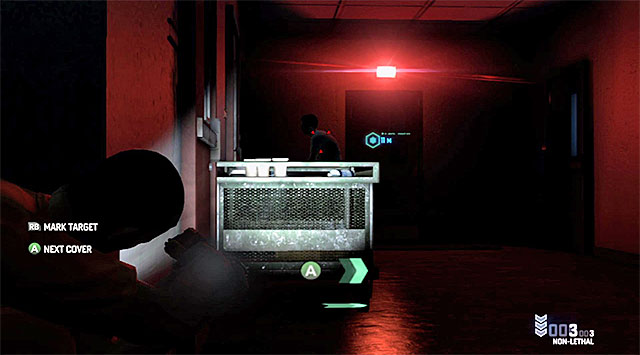 A single guard patrolling the corridor near the exit door - Retrieve Fisher's gear - Mission 8 - Detention Facility - Tom Clancys Splinter Cell: Blacklist - Game Guide and Walkthrough