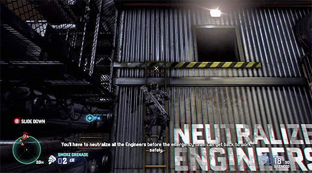 The best way up is along the ventilation shafts - Neutralize all hostiles - Mission 11 - LNG Terminal - Tom Clancys Splinter Cell: Blacklist - Game Guide and Walkthrough