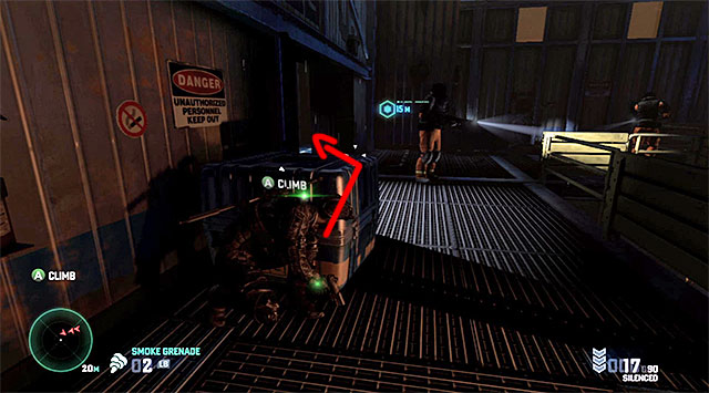 On the upper floor, there should be two heavy armored enemies and you need to start observing the one standing closer to Fisher - Find the leader Engineer - Mission 11 - LNG Terminal - Tom Clancys Splinter Cell: Blacklist - Game Guide and Walkthrough