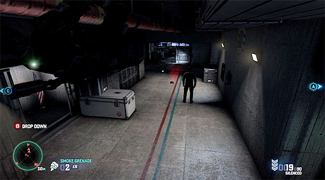 Shimmying over the pipe under the ceiling - Sabotage the bunker's defense systems - Mission 12 - Site F - Tom Clancys Splinter Cell: Blacklist - Game Guide and Walkthrough
