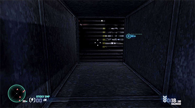 The region of the corridor to the room with terminal C - Sabotage the bunker's defense systems - Mission 12 - Site F - Tom Clancys Splinter Cell: Blacklist - Game Guide and Walkthrough