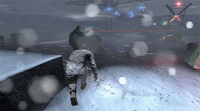Get close to the terrorist by moving the opposite direction - Stop Sadiq - Mission 12 - Site F - Tom Clancys Splinter Cell: Blacklist - Game Guide and Walkthrough