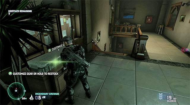 The supply crate on the upper floor of the embassy - Mission 2 - Swiss Embassy - Optional missions assigned by Charlie - Tom Clancys Splinter Cell: Blacklist - Game Guide and Walkthrough