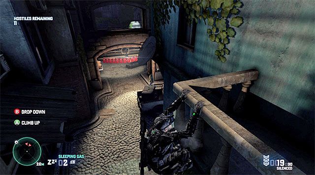 It's a good idea to use the balconies to surprise the enemies and eliminate them from afar - Mission 2 - Fish Market - Optional missions assigned by Kobin - Tom Clancys Splinter Cell: Blacklist - Game Guide and Walkthrough