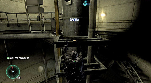 The Dead Drop is on the metal beam in the hall with stairs - Main campaign missions - Dead Drops - Tom Clancys Splinter Cell: Blacklist - Game Guide and Walkthrough