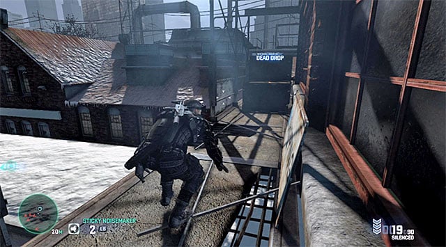 The Dead Drop is on the balcony to the right of the first bomb - Main campaign missions - Dead Drops - Tom Clancys Splinter Cell: Blacklist - Game Guide and Walkthrough