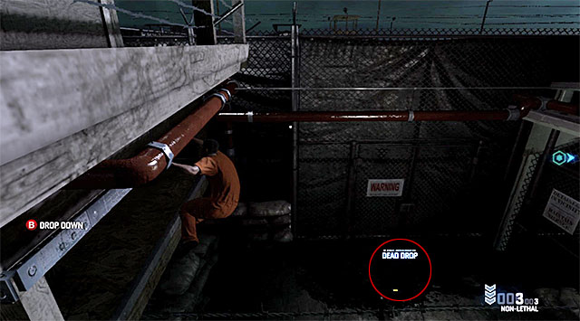 The Dead Drop is on the balcony in one of the initial areas of the camp - Main campaign missions - Dead Drops - Tom Clancys Splinter Cell: Blacklist - Game Guide and Walkthrough