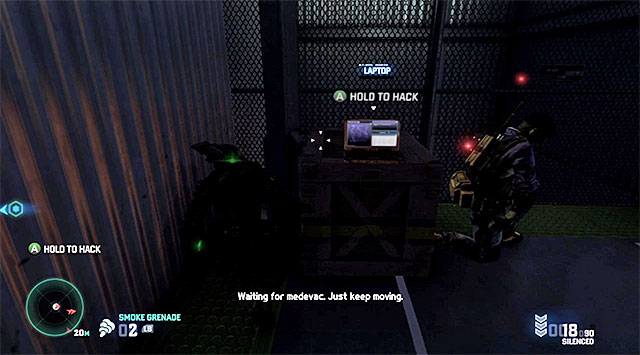 I recommend that you destroy the lamp to prevent being detected by the drone operator - Main campaign missions - Blacklist Laptops - Tom Clancys Splinter Cell: Blacklist - Game Guide and Walkthrough