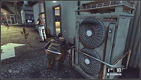 Turn right here and you should notice a single guard standing in front of one of the buildings #1 - Walkthrough - Price Airfield - Walkthrough - Tom Clancys Splinter Cell: Conviction - Game Guide and Walkthrough