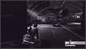 There are two passageways leading to the satellite dish and I would recommend choosing the hangar located closer to your position #1, because the left hangar #2 (the one with a jet) would require you to pay more attention to avoiding nearby sources of light - Walkthrough - Price Airfield - Walkthrough - Tom Clancys Splinter Cell: Conviction - Game Guide and Walkthrough