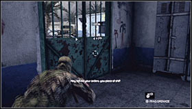Enter the room where enemy units were taking cover and proceed towards a new door located to your right #1 - Walkthrough - Diwaniya, Iraq - Walkthrough - Tom Clancys Splinter Cell: Conviction - Game Guide and Walkthrough