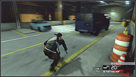 Start moving towards a blue van seen directly in front of you #1 #2 - Walkthrough - Third Echelon HQ - part 1 - Walkthrough - Tom Clancys Splinter Cell: Conviction - Game Guide and Walkthrough