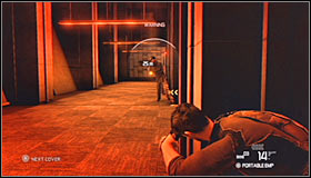 Take cover behind one of the pillars found to your right and focus on attacking the guards stationed directly in front of you #1 #2 - Walkthrough - Third Echelon HQ - part 2 - Walkthrough - Tom Clancys Splinter Cell: Conviction - Game Guide and Walkthrough