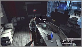 Make sure that you've eliminated both elite soldiers and then start moving towards Grim's office #1 - Walkthrough - Third Echelon HQ - part 3 - Walkthrough - Tom Clancys Splinter Cell: Conviction - Game Guide and Walkthrough