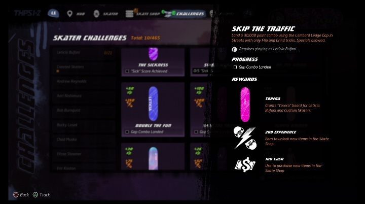 Each character available in the game has its own challenges - Tony Hawks Pro Skater 1+2: Leticia Bufoni guide, skills - New skaters - Tony Hawks Pro Skater 1+2 Guide