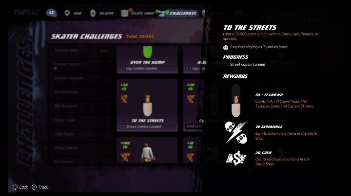 Each character available in the game has its own challenges - Tony Hawks Pro Skater 1+2: Tyshawn Jones guide, skills - New skaters - Tony Hawks Pro Skater 1+2 Guide