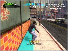 Slantinged guy stands close to the garbage cans - Downtown #1 - Game Guide - Tony Hawks American Wasteland Game Guide