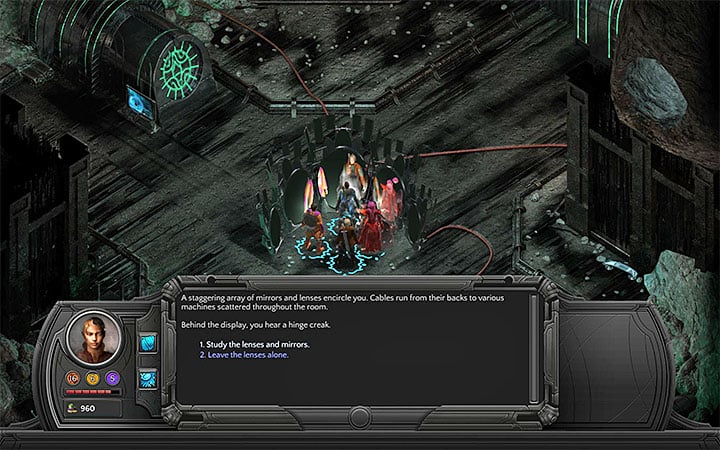 By examining the mirror you can acquire a valuable artifact, but you can also face many dangers - Sticha Lair / Buried Crossroads Map - M11 - Sagus Cliffs: Underbelly - Torment: Tides of Numenera Game Guide