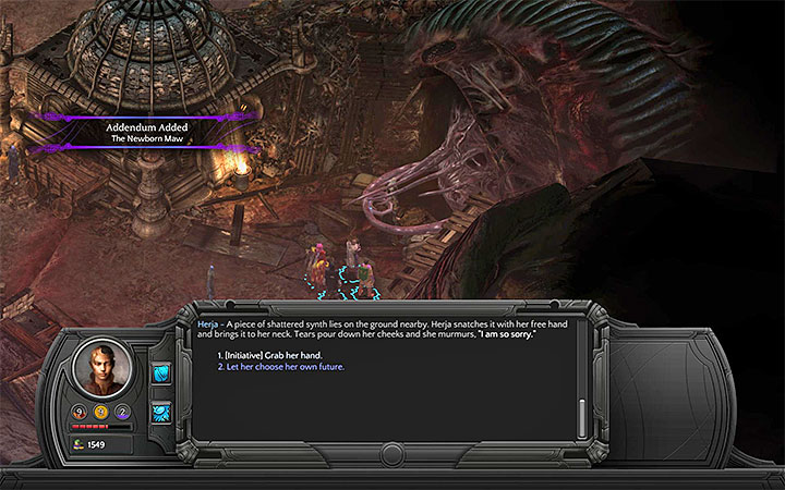You can use Initiative in order to save the volunteer from being eaten by the Maw - The Newborn Maw - side quest walkthrough | Small Nihilesh - Bloom: Small Nihilesh - Torment: Tides of Numenera Game Guide
