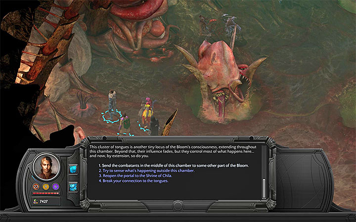 You can get rid of the enemies thanks to Tongue Cluster - Into the Depths - main quest walkthrough | Bloom Heart - Bloom: Bloom Heart - Torment: Tides of Numenera Game Guide