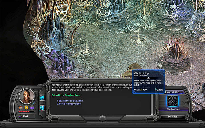 The Obedient Rope can be found next to the corpse - Into the Depths - main quest walkthrough | Bloom Heart - Bloom: Bloom Heart - Torment: Tides of Numenera Game Guide