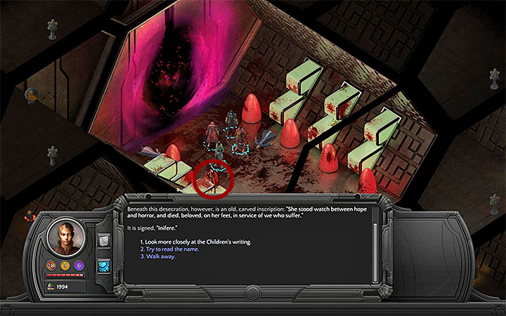 Access Marcysas tomb (1254) - Severed Child - side quest walkthrough | Valley of Dead Heroes - Valley of Dead Heroes - Torment: Tides of Numenera Game Guide