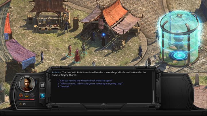 To unlock this quests, you have to talk to Falinda, the bookseller - Borrowed and Lost - side quest walkthrough | Circus Minor - Sagus Cliffs: Circus Minor - Torment: Tides of Numenera Game Guide