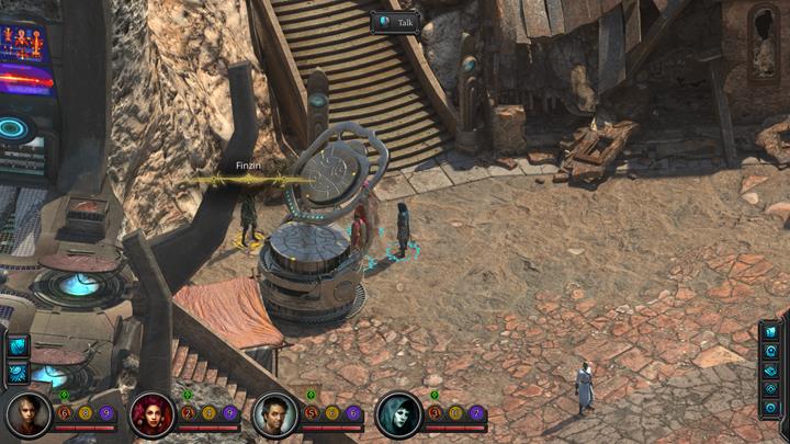 Finzin is located in the corner of the area. - Flawed Simulacrum - side quest walkthrough | Cliffs Edge - Sagus Cliffs: Cliffs Edge - Torment: Tides of Numenera Game Guide