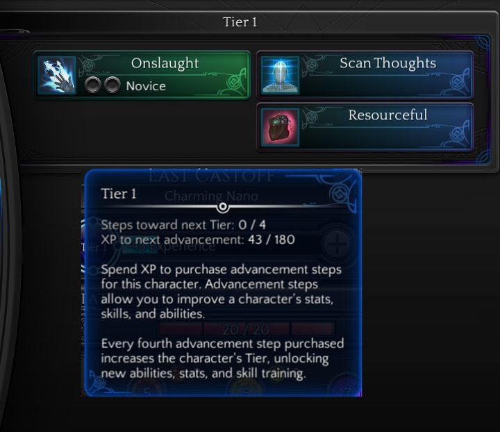 Each Tier requires ascending to four advancement levels - Experience System | Gameplay basics - Gameplay basics - Torment: Tides of Numenera Game Guide