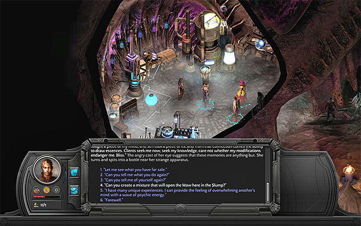 Sheen can teach you how to prepare the essence that will open the Maw. - Dracogens Price - main quest walkthrough | Memoviras Courtyard - Bloom: Memoviras Courtyard - Torment: Tides of Numenera Game Guide