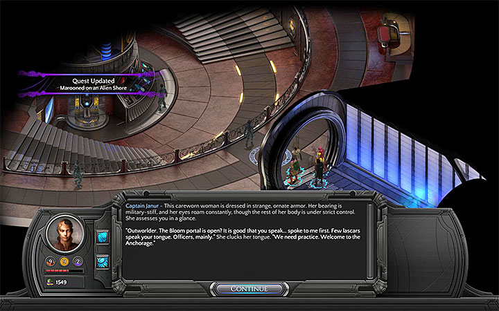 Talk to Captain Janur about the lost lascars - Marooned on an Alien Shore - side quest walkthrough | Vast Interior - Bloom: Vast Interior - Torment: Tides of Numenera Game Guide