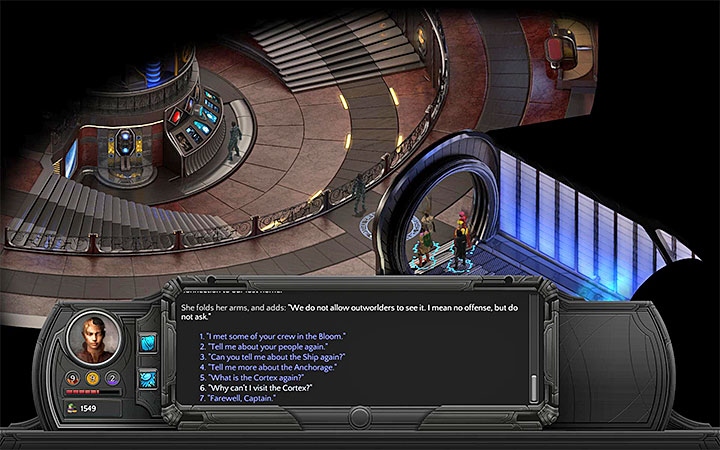Make sure to mention the Cortex during your conversation - Covetous Hearts - side quest walkthrough | Lost Anchorage - Bloom: Small Nihilesh - Torment: Tides of Numenera Game Guide