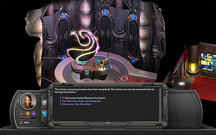 After all of the safeguards have been neutralized you will be able to take the Navigational Cortex - Covetous Hearts - side quest walkthrough | Lost Anchorage - Bloom: Small Nihilesh - Torment: Tides of Numenera Game Guide