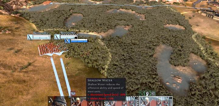 High grass may be a great hideout, but water may slow you down and add a penalty to offense. - Unit mechanics and tips in Total War: Arena - Units, Items & Tips - Total War Arena Game Guide