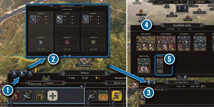 To create an army, you have to select a settlement or a town and click on the button that allows you to make a new general - How to create and move armies in Total War Saga Thrones of Britannia? - Starting tips - Total War Saga: Thrones of Britannia Game Guide
