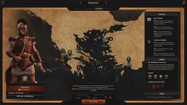 By playing as Odysseus, you will get a +12% bonus to movement range for sea units on the campaign map - Total War Troy: Odysseus guide - bonuses, faction units, builds - Heroes - Total War Troy Guide