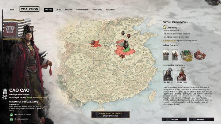 A selection box of Cao Cao. - All available warlords (faction leaders) in Total War Three Kingdoms - Basics - Total War Three Kingdoms Guide