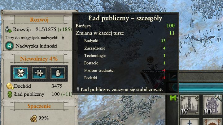 Hover over the public order icon to learn more. - Controlling Public Order and Corruption | Campaign Map Gameplay - Campaign Map Gameplay - Total War: Warhammer II Game Guide