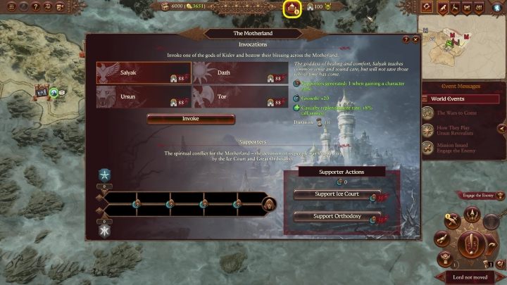 At the very bottom of the window there is an indicator showing how many supporters a given nation has - Total War Warhammer 3: Kislev - unique mechanics - Kislev - Total War Warhammer 3 Guide