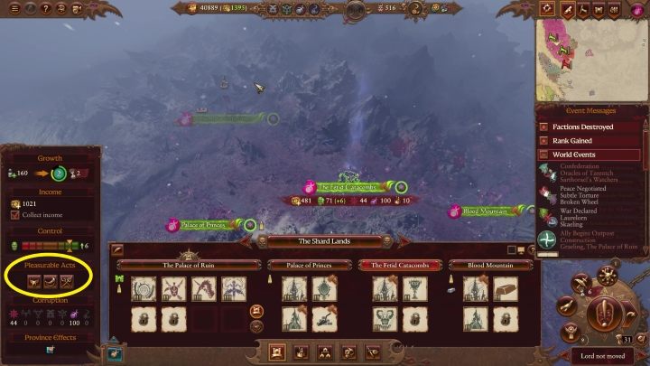 The difference from commandments is that here, you can do it even in incomplete provinces - Total War Warhammer 3: Slaanesh - unique mechanics - Slaanesh - Total War Warhammer 3 Guide