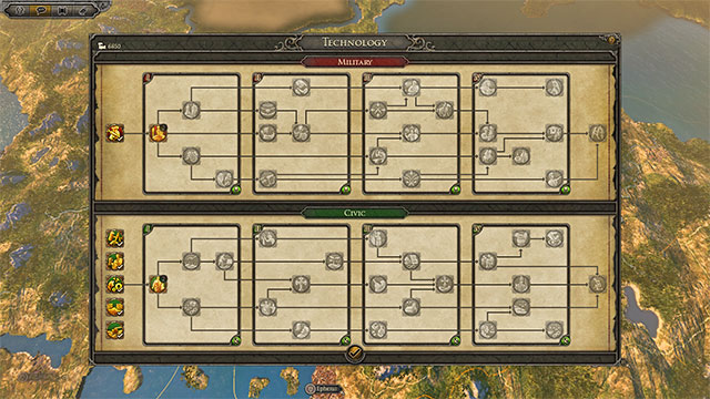 There are two technology types - military and civic, focusing on the very aspects that their name suggests - Technology development - Nation management - Total War: Attila - Game Guide and Walkthrough