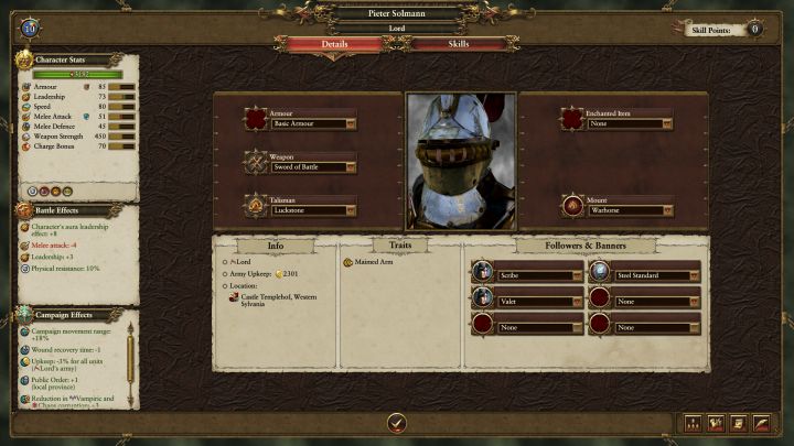 Hero screen will allow you to check his stats and select equipment. - Heroes and their recruitment - Heroes - Total War: Warhammer Game Guide