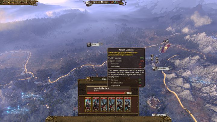 A screen showing the chances of success. - Using heroes and its consequences - Heroes - Total War: Warhammer Game Guide