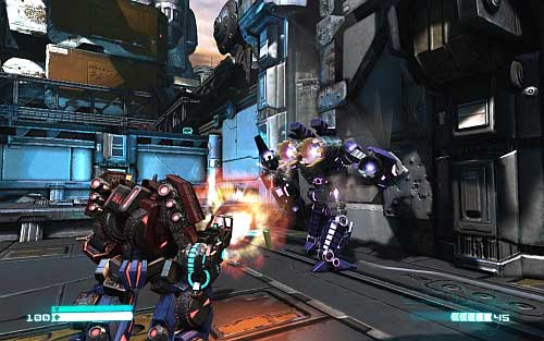 Use blue laser to get higher and move forward - Chapter 2 - Defend the Ark - p. 2 - Walkthrough - Transformers: Fall of Cybertron Game Guide & Walkthrough
