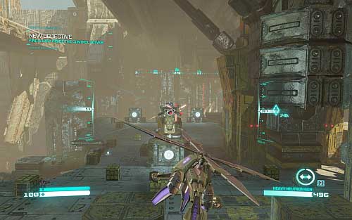 Now move to the centre sector of the bridge and destroy two turrets (picture) - Chapter 6 - Death from Above - p. 2 - Walkthrough - Transformers: Fall of Cybertron Game Guide & Walkthrough