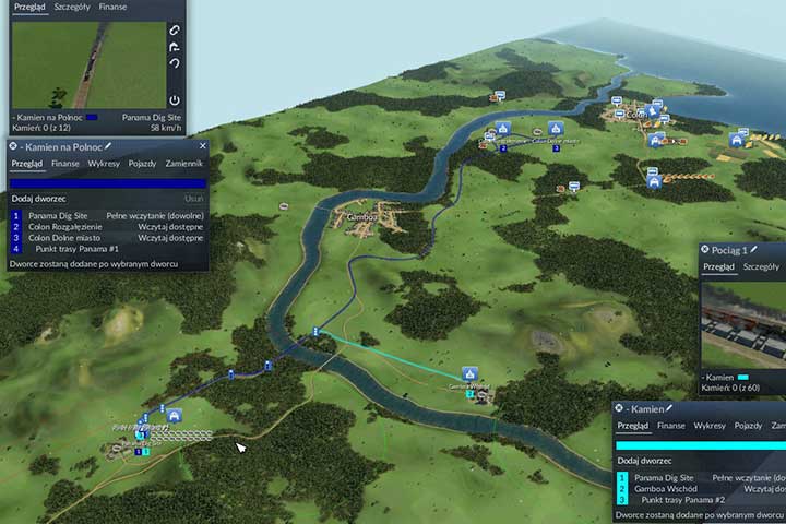 The initial network of stone distribution - first the water dams, then the stone dumps. - Mission 3 - Panama Canal | The USA Campaign - The USA Campaign - Transport Fever Game Guide