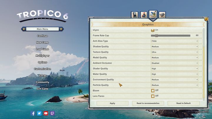 Tropico 6 features a wide range of graphics settings that can be freely modified to find a compromise between graphics quality and smooth gameplay - System requirements of Tropico 6 - Appendix - Tropico 6 Guide