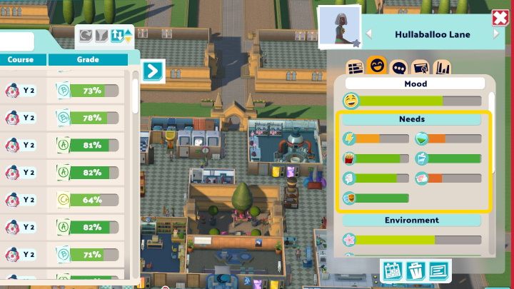 Students have 7 types of needs - Two Point Campus: Students and satisfaction - Basics - Two Point Campus Guide