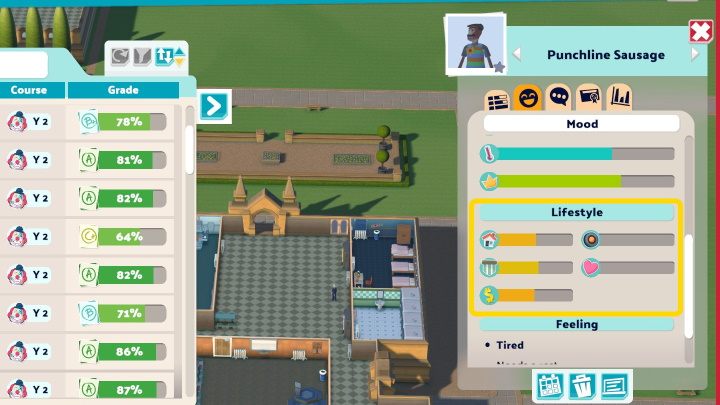 The level of student lifestyle is determined by 5 factors - Two Point Campus: Students and satisfaction - Basics - Two Point Campus Guide